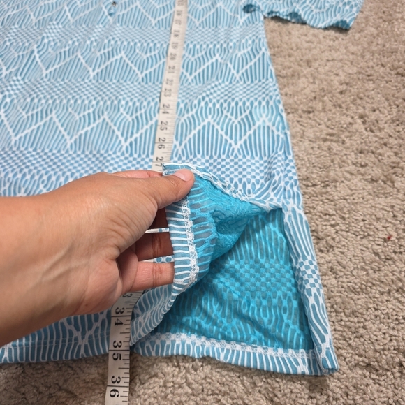 Portocruz Blue Ombré 3/4 Sleeve Lace Up Tunic Swimsuit Cover-up Beach Cruise XXL - Picture 10 of 11